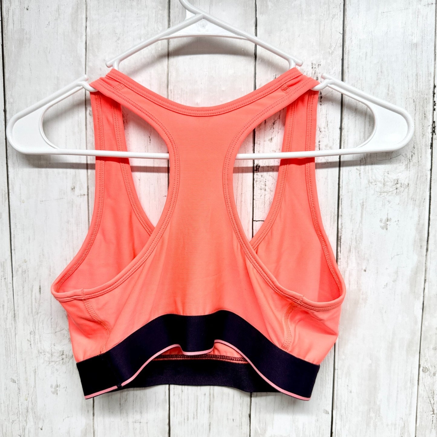 Under Amour Women Coral Racerback Black Elastic Cinch Band Athletic Gym Workout