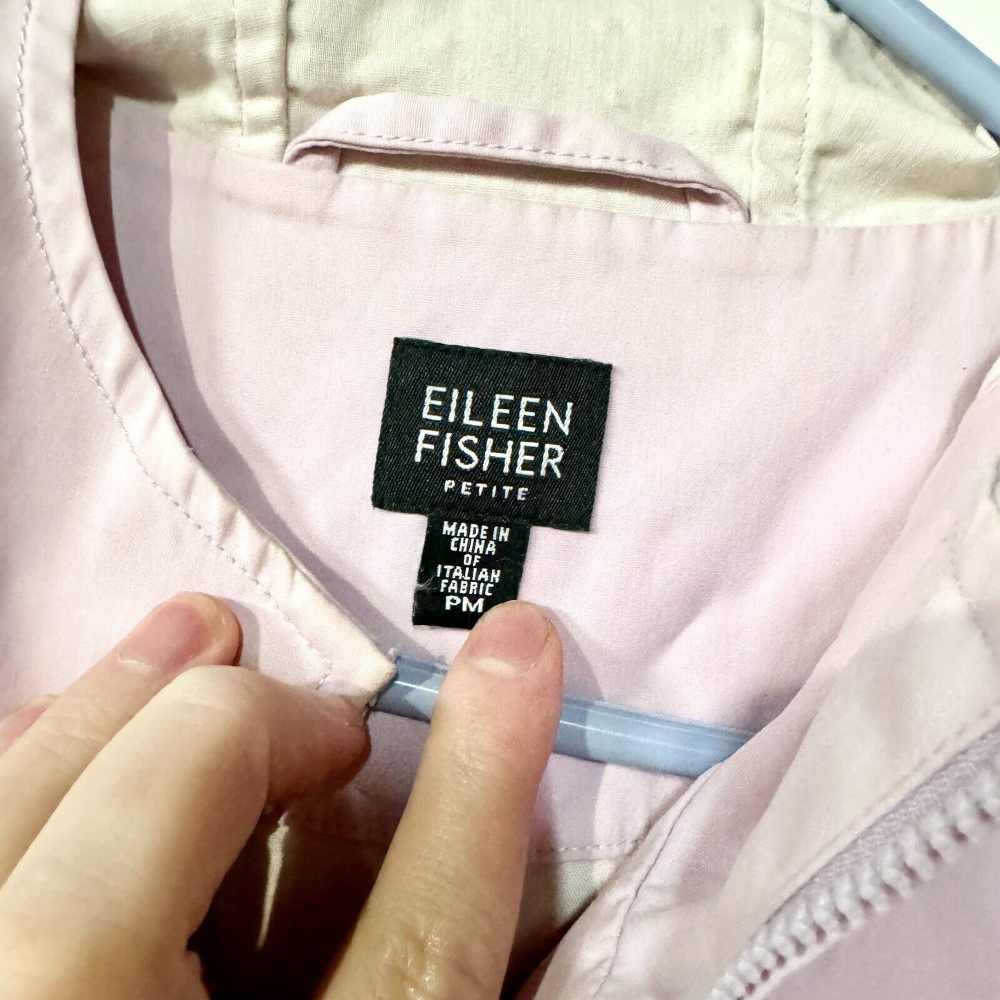 Eileen Fisher Jacket Full Zip Up Pink Hooded Layered Water Proof Size PM