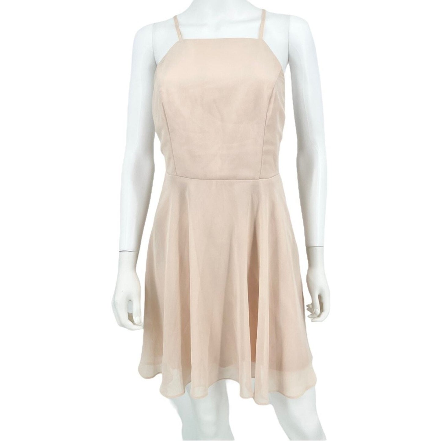 LULUS Dress Women Size Medium Mini Letter Of Love Blush Pink Skater Open Back