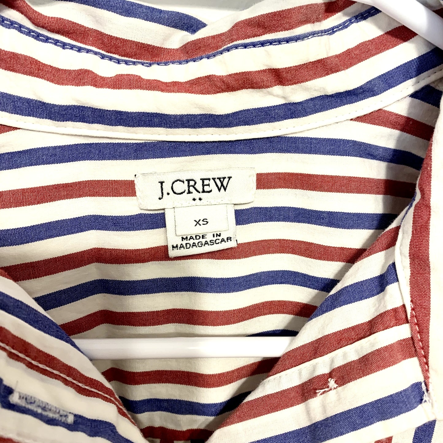 J.CREW Button Down Women Size XS Red/Blue Cotton Blend Collared Business Attire