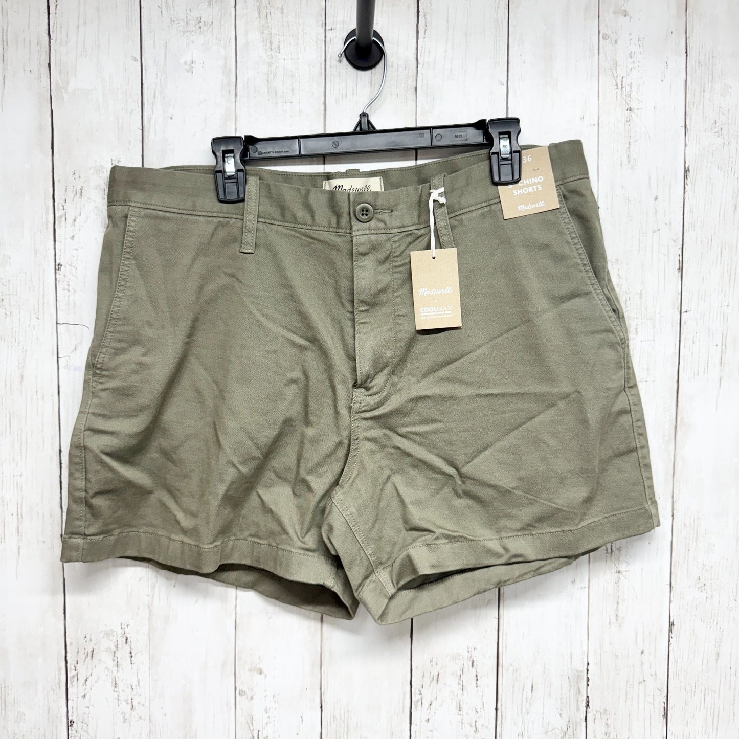 New Madewell Short Men Size 36 Brown 5" Chino Shorts Zip Fly Slash Pocket Preppy