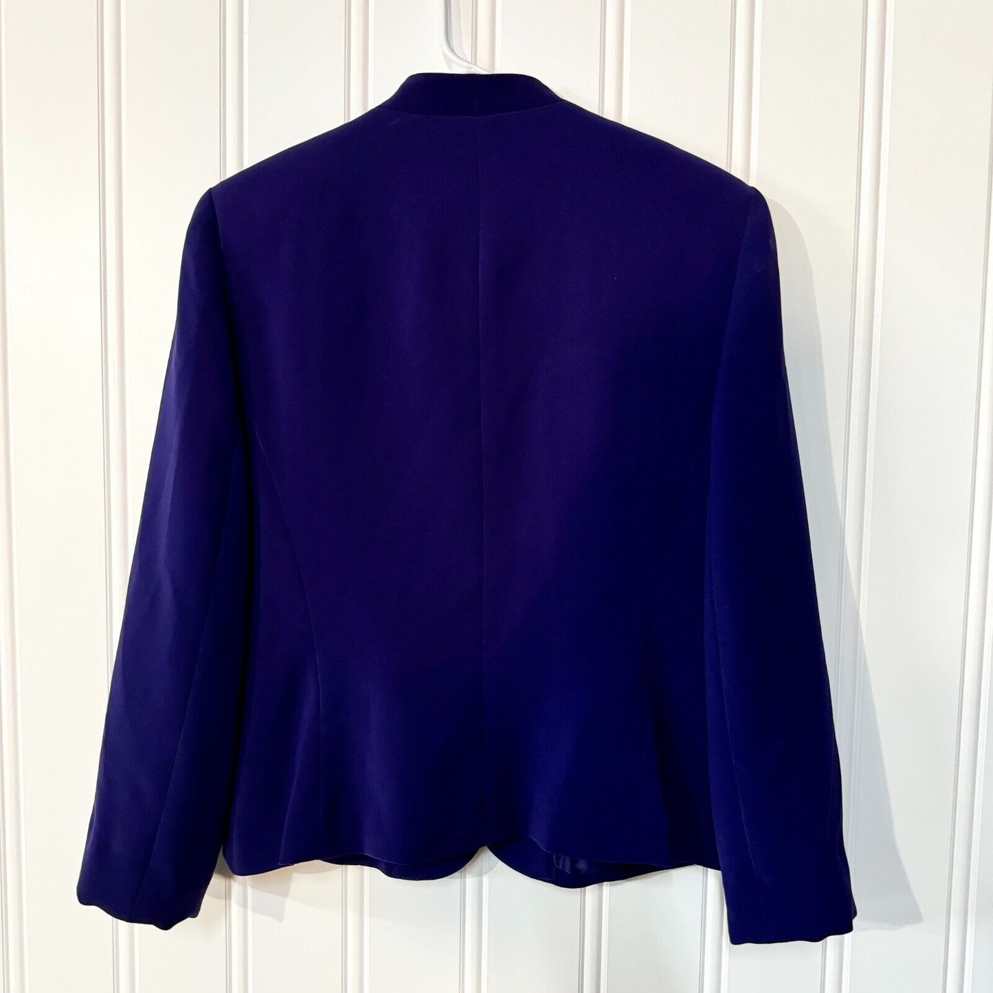 Vintage Le Suit Purple Padded Shoulder Flutter Pocket Polyester Blazer Size 10c