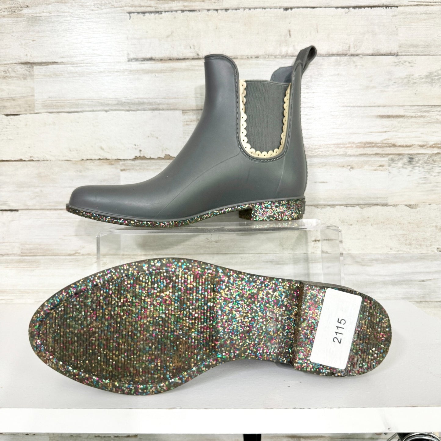 Jack Rogers Boot Women's Size 7 Sallie Rainboot Scallop Detail Glitter Outsole