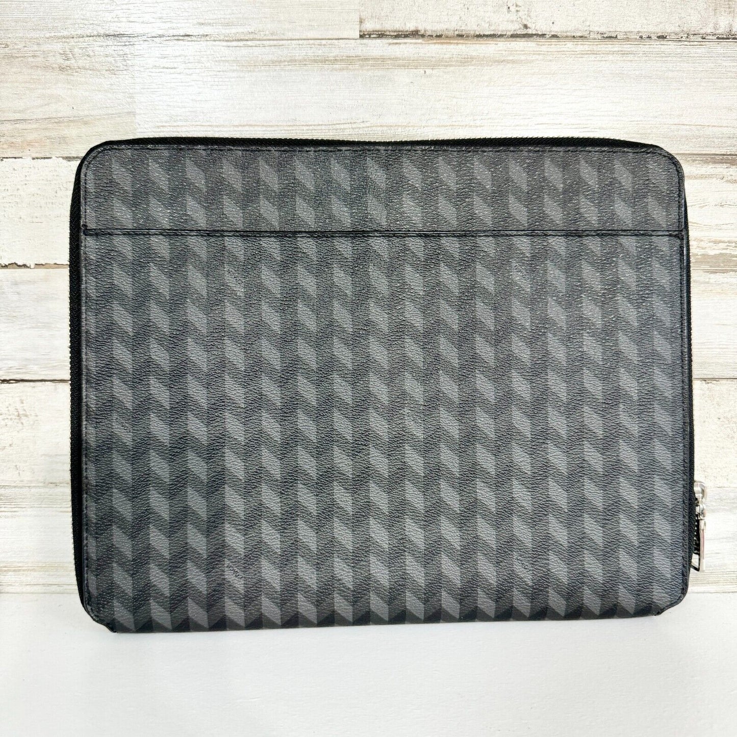COACH Black Patterned All Around Zip Portfolio Case Luxury