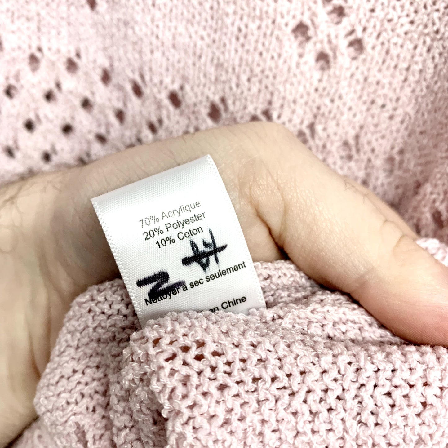 ASTR The Label Sweater Women M Pink Lavender Belle Pointelle Perforated Floral