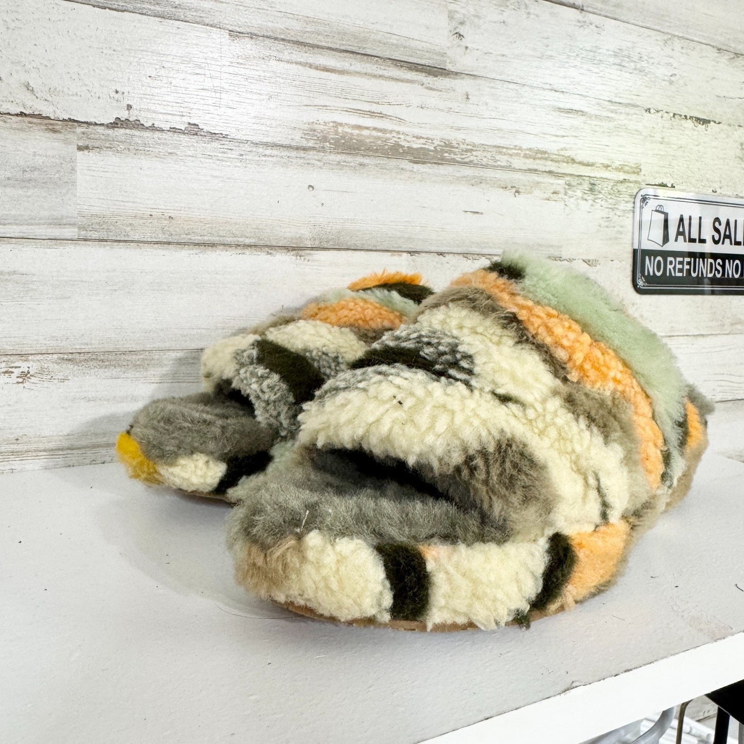 UGG Slippers Women Size 7 Fluff Yeah Slide Cali Collage Slipper Camo Lounge Cozy