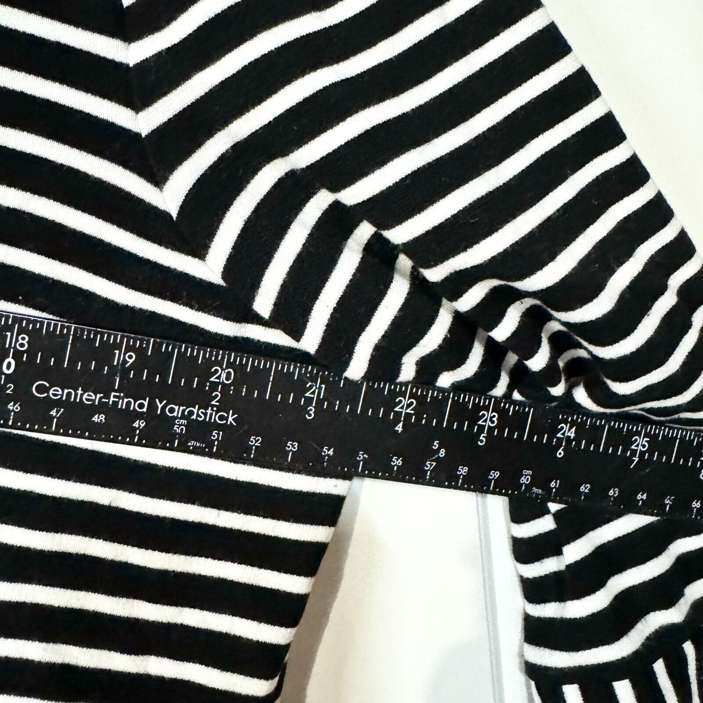 Gerry Weber Top Women Size 10 Black & White Open Neck 3/4 Sleeve Blouse Button