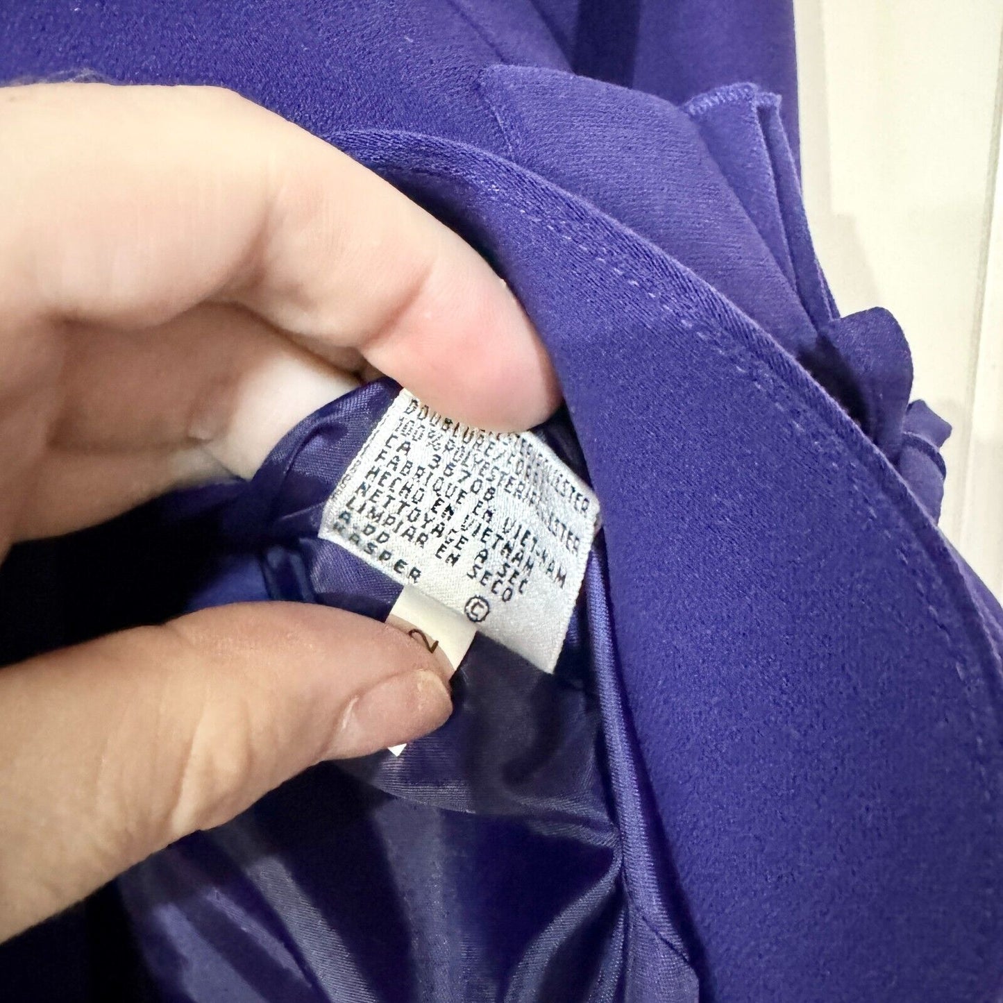 Vintage Le Suit Purple Padded Shoulder Flutter Pocket Polyester Blazer Size 10c