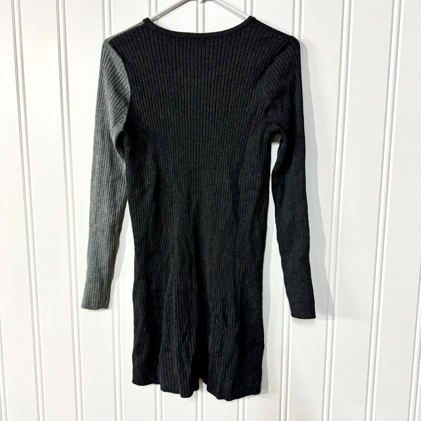 Alfani Dress Women Size M Black & Grey Long Sleeve Crewneck Sweater Colorblock