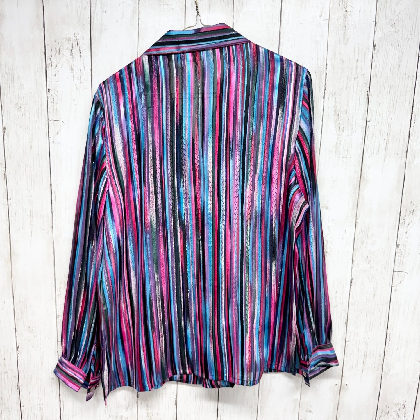 Vtg Allison Daley Shirt Women Size 10 Stripe Collared Long Sleeve Button Down