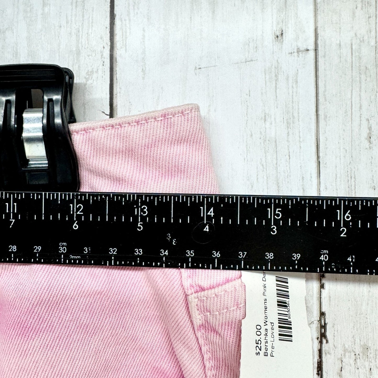 Denim Shorts Women Size 6 Pink High Rise Midi Cuffed Hem Zip Fly 5-Pocket Summer