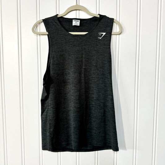 Gymshark Grey/Black Spandex Cotton Slim Fit Muscle Tank Size Medium