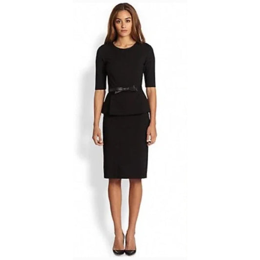 RAOUL Women's Black 1/2 Sleeve Knee Length Lydia Peplum Mini Dress Size 2