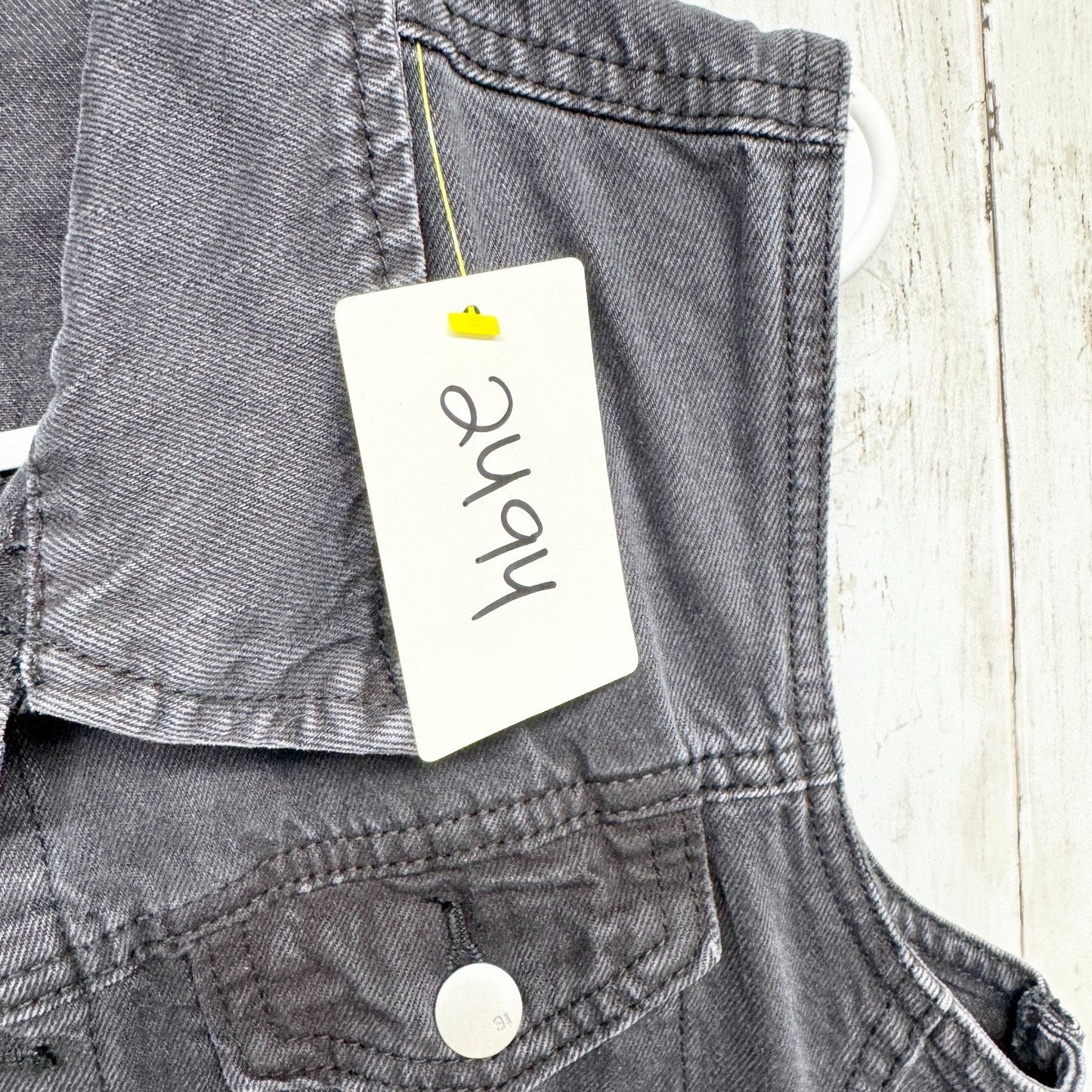 91 Cotton On Jumpsuit Women Size 6 Black Washed Denim Collared Sleeveless Button