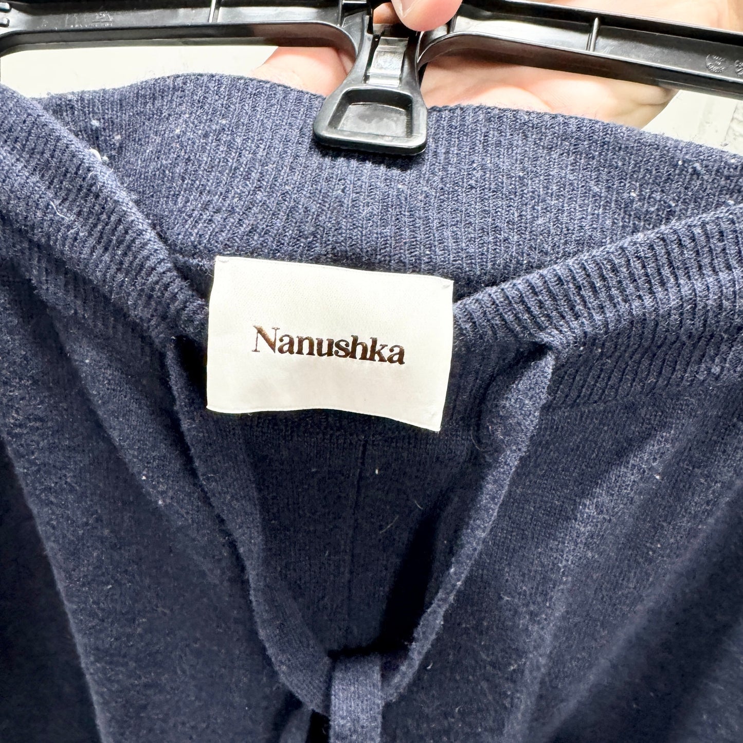 Nanushka Womens Navy Blue Tie Waisted Ylia Knitted Track Pant Size Small