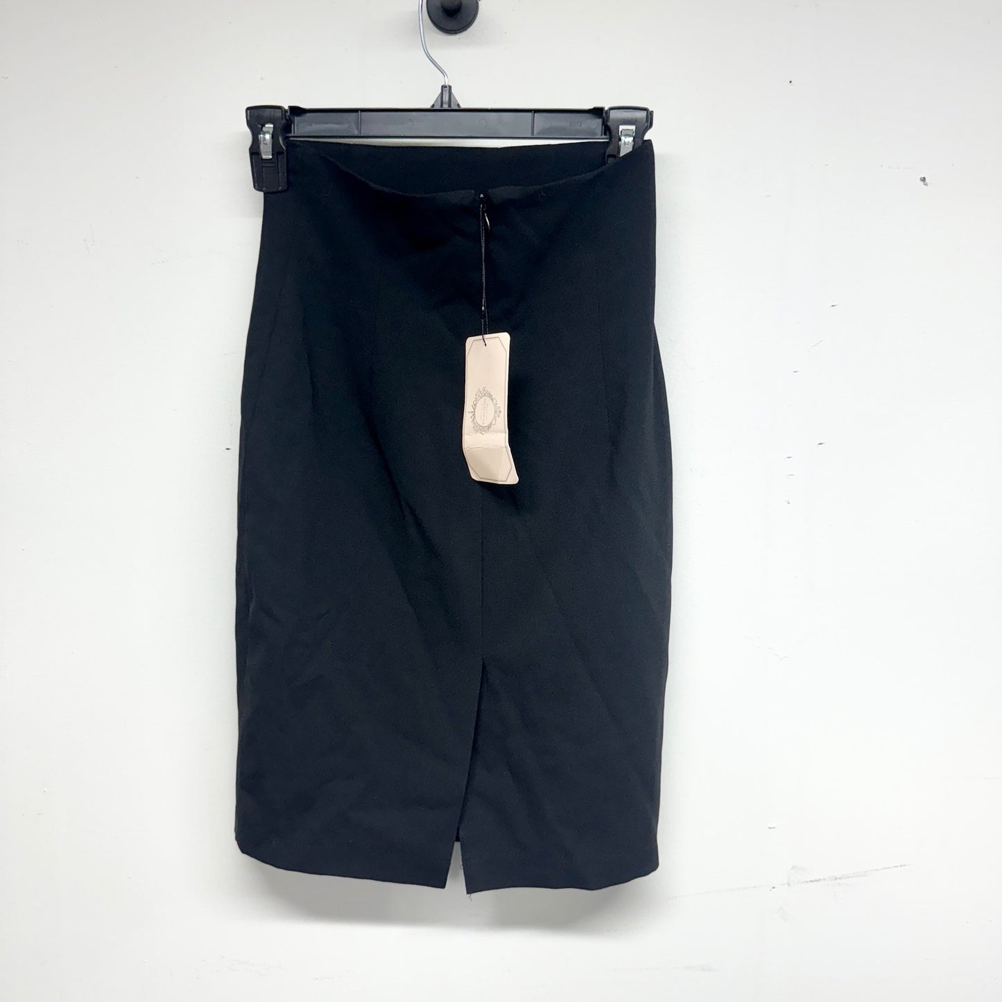 AMELIE Women Black Midi Zippered Back High Waisted Pencil Skirt Size Small NWT