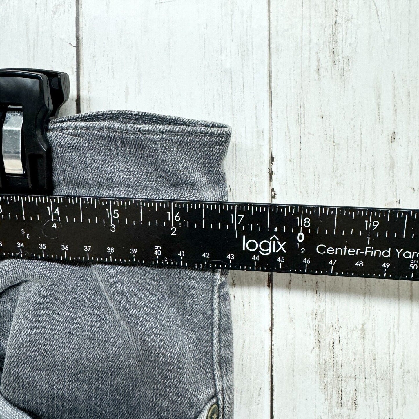 7 For All Mankind Mid Rise Grey Washed Straight Leg Jeans Size 33/14