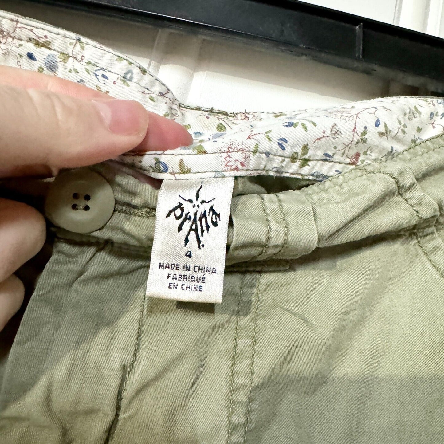 PRANA Jeans Women Size 4 Green Cargo Wide Leg Low Rise Cargo Pocket Outdoors