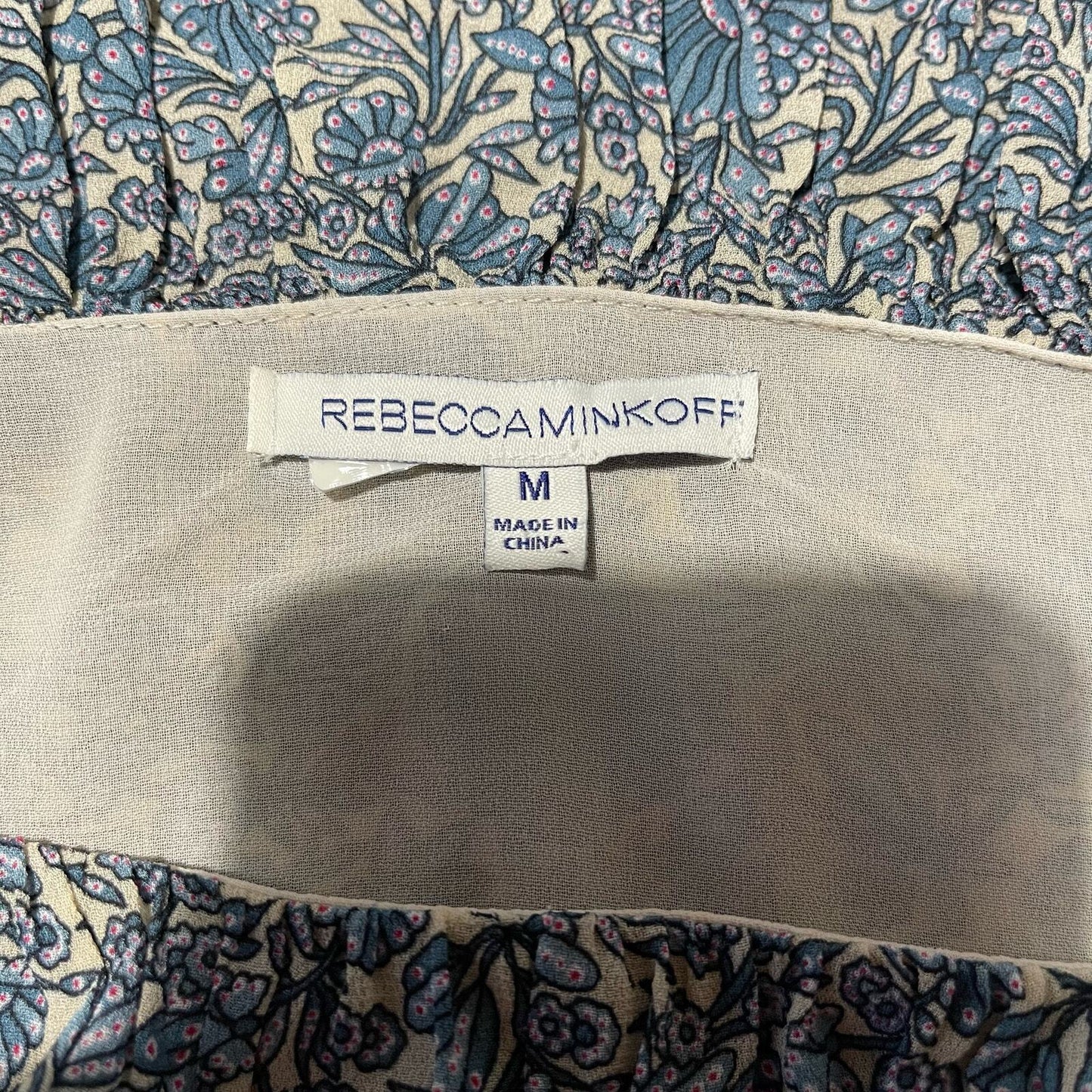 REBECCA MINKOFF Dress Women Size Medium Mini Blue Floral Dexter Cold Shoulder Ru