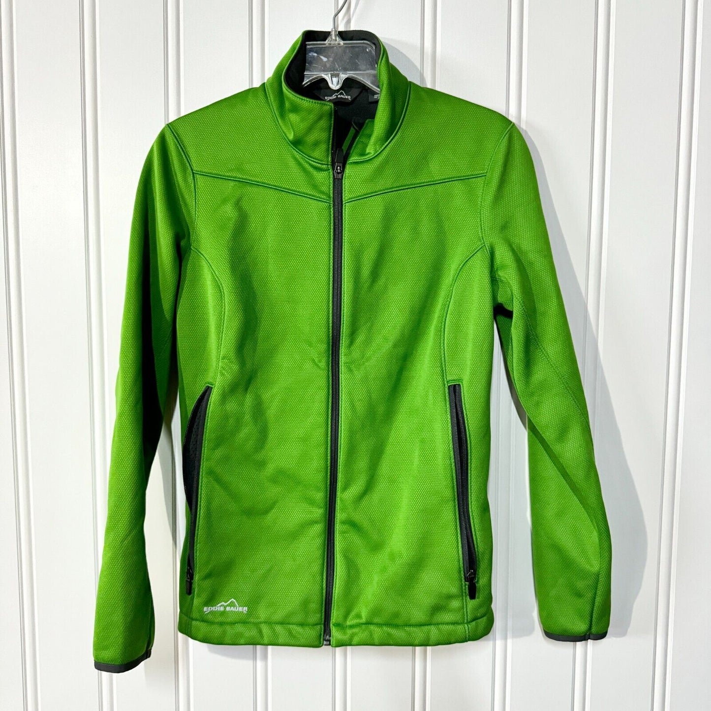 Eddie Bauer Jacket Full Zip Insulated Neon Green Soft Shell Pocket Size M