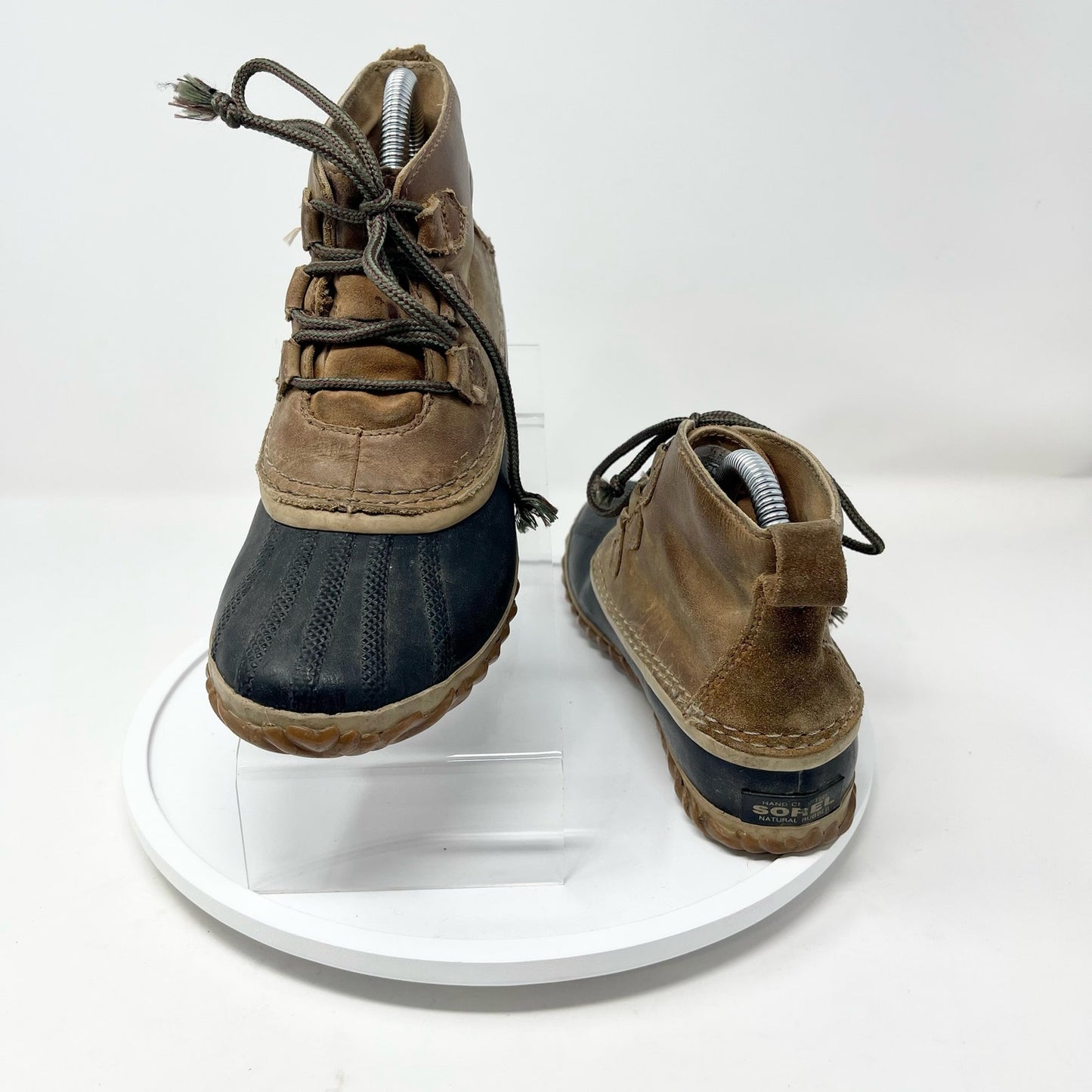 Sorel Women's Out And About Brown Leather Ankle Rainboots Winterboots Size 5