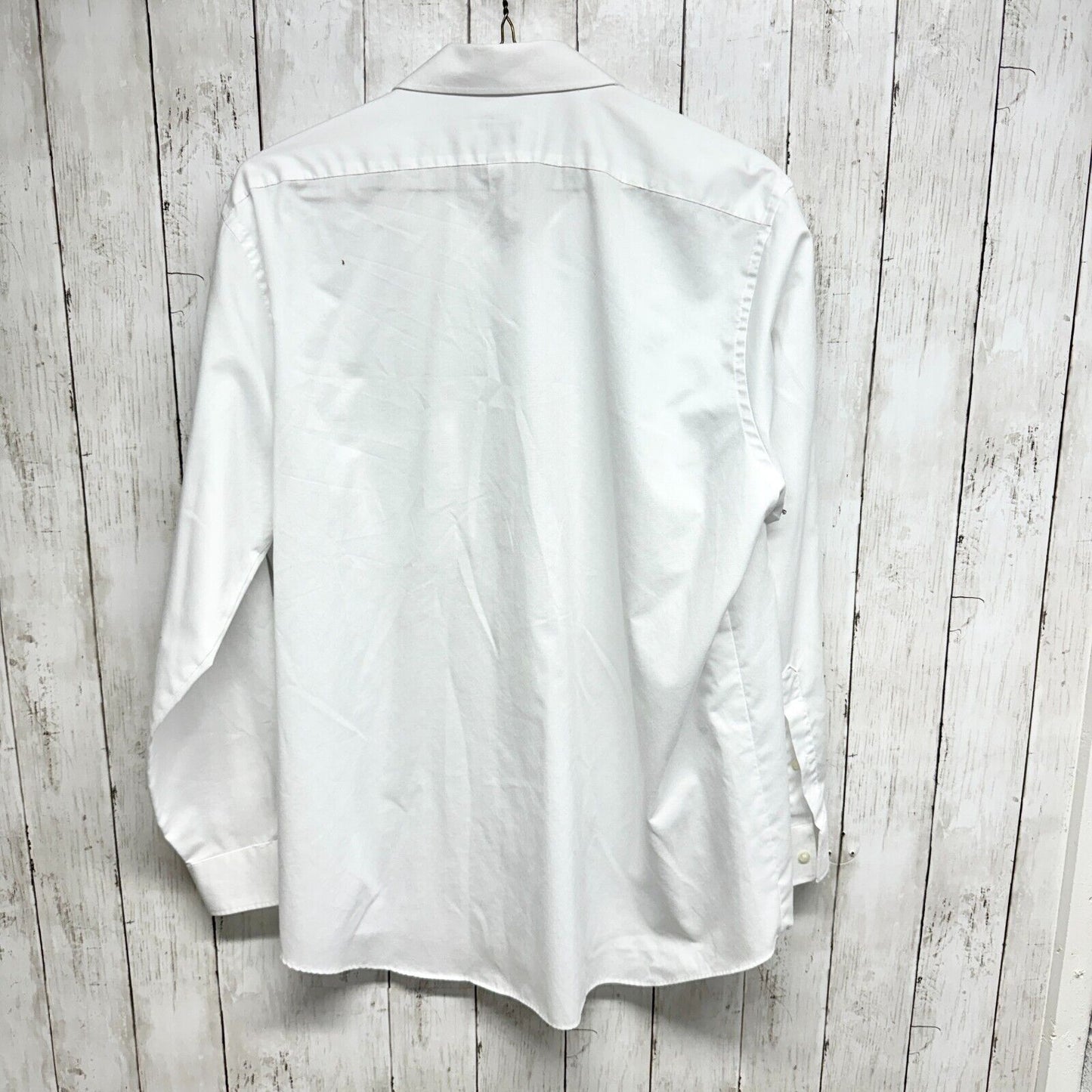 VAN HEUSEN Button Up Mens Sz 17 34/35 White Flex Collar Regular Fit Long Sleeve