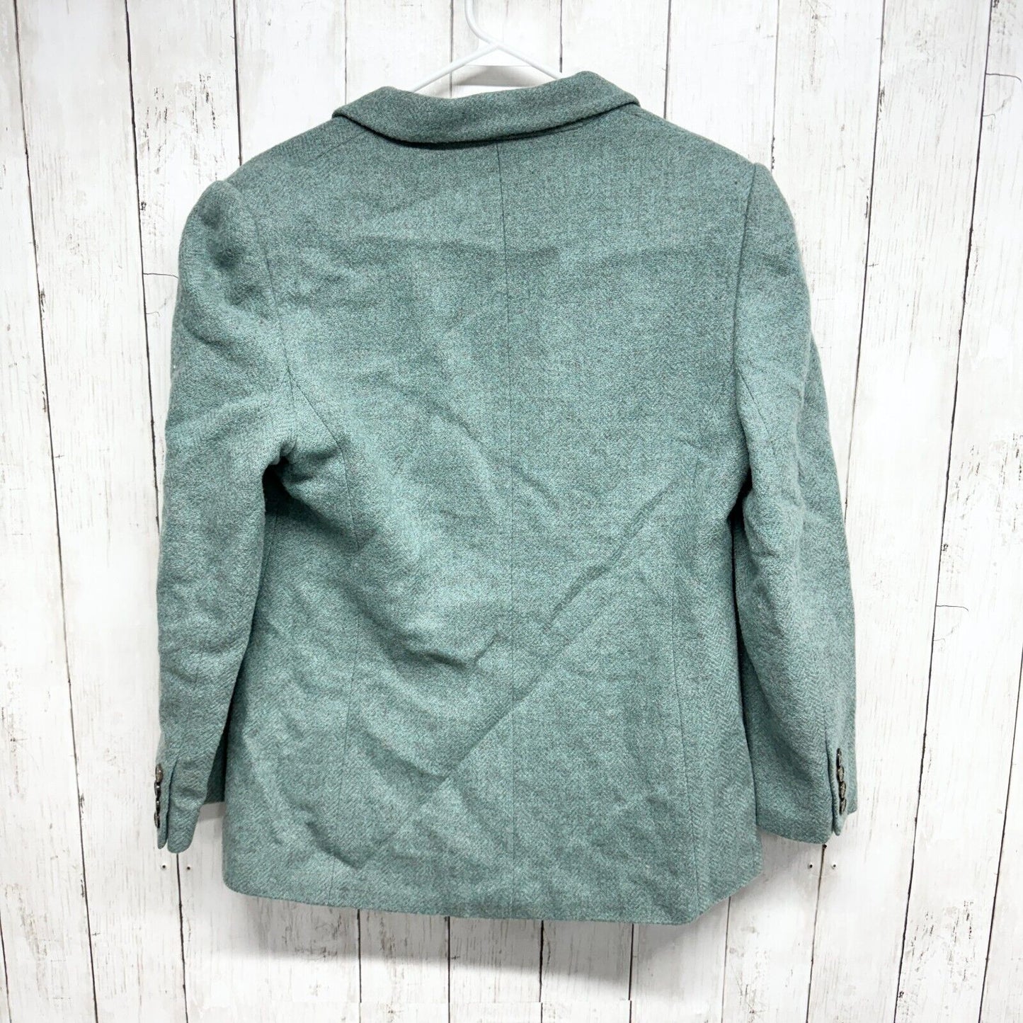 Embassy Row Petites Jacket Women Size 12P 100% Wool Button Up Teal Green Blazer