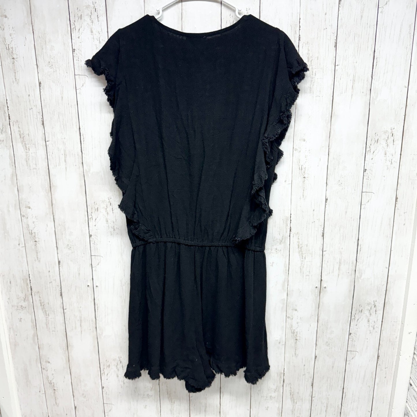 UMGEE Romper Women Size L Casual Black Cotton Ruffled Beach Covered Lighweight