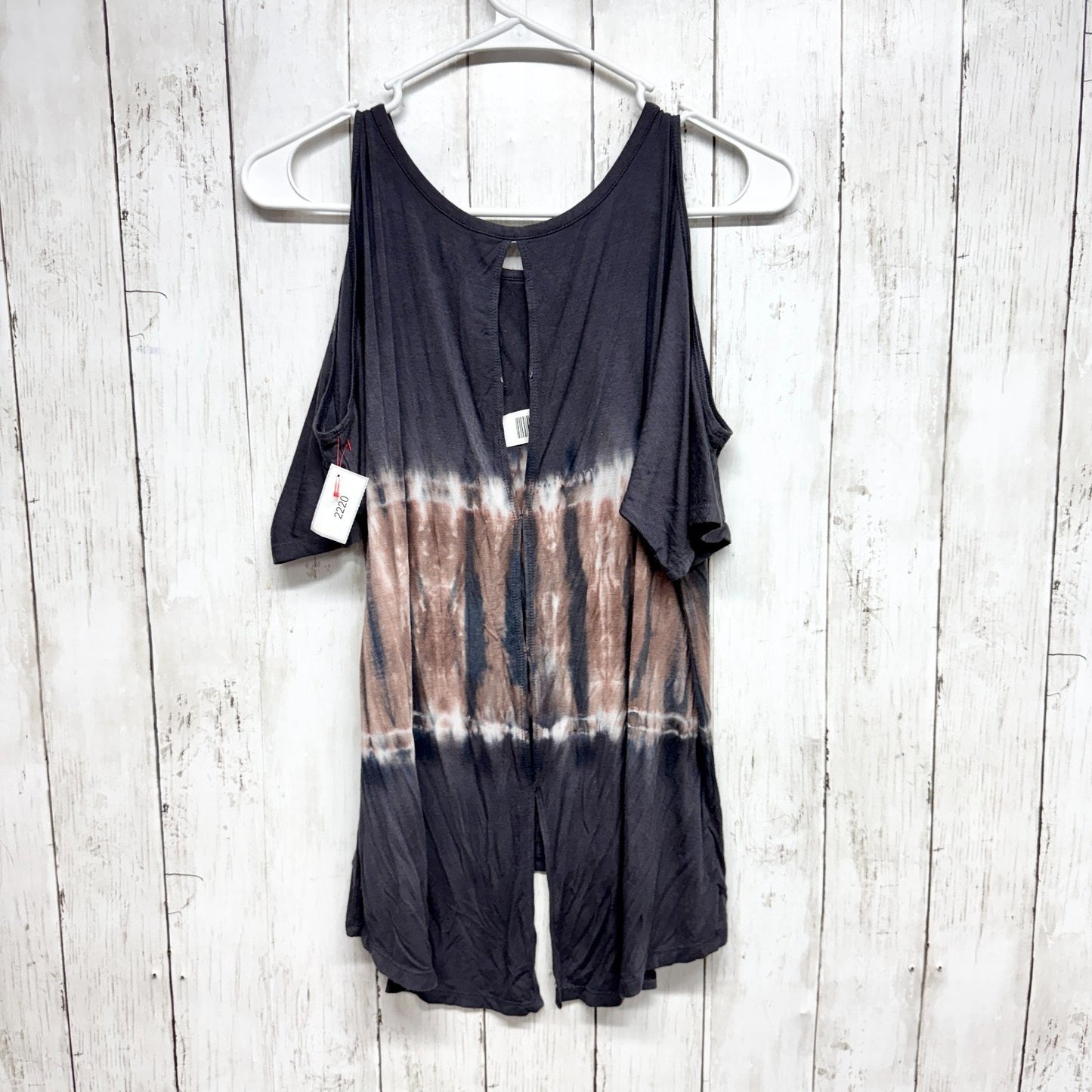 American Eagle Top Tie Dye Cold Shoulder Short Sleeve Blouse Cutout Back Detail