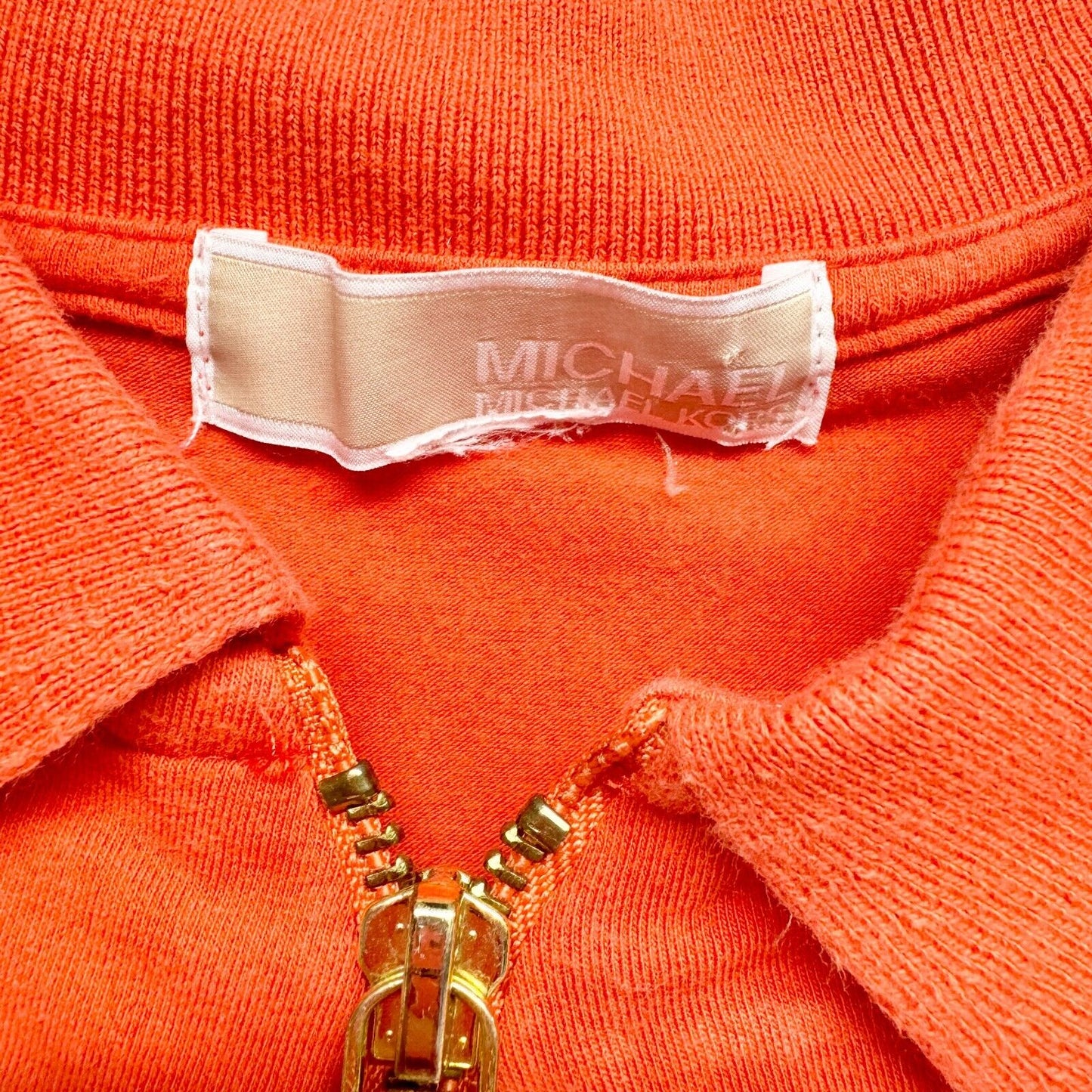 Michael Kors MK Short Women XS Ruched Half Zip Polo Burnt Orange Rare Short