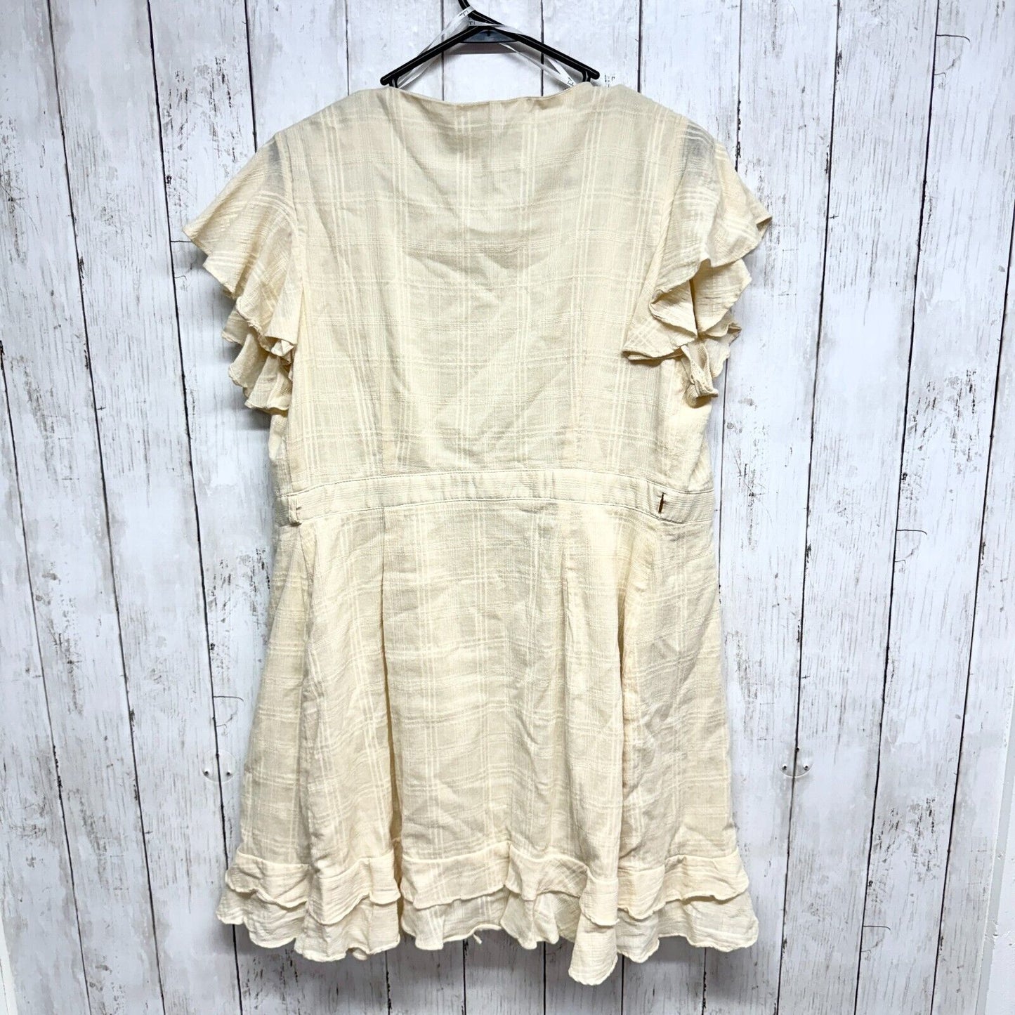 LULUS Dress Women Sz L Bloom Into Bliss Cream Ruffled Wrap Yellow Ivory Summer