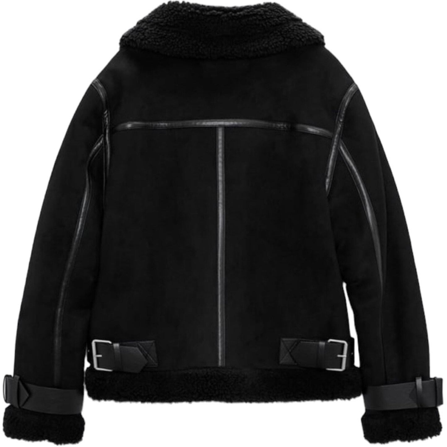 Zara Double Asymmetrical Biker Jacket Fleece Jacket Size XL