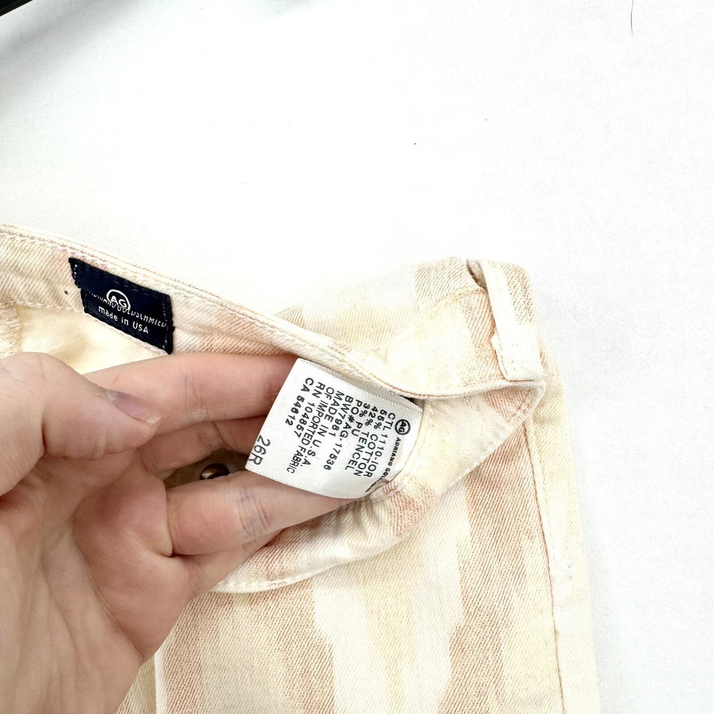 AG Adriano Goldschmied Orange & Cream The Stilt Cigarette Jean Size 26R