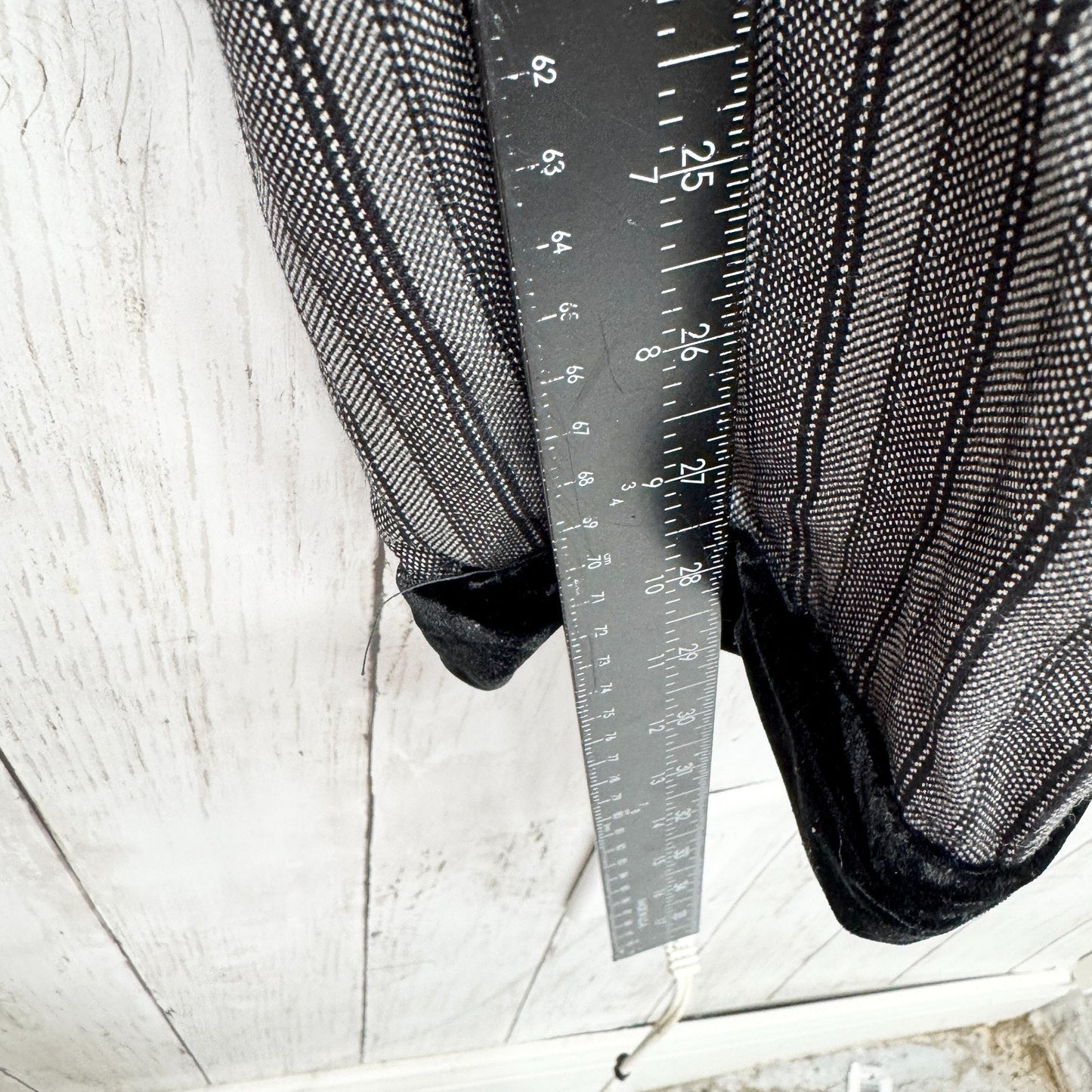 Vintage Valentino Miss V Pants Women Size 44 Velvet Stripe Button Black Trousers