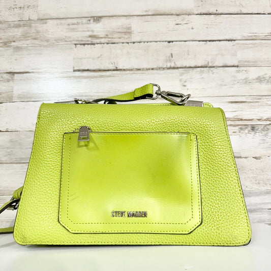 STEVE MADDEN Women Green Leather Shoulder/ Hand Bag Foldable Flaps Snatched Look