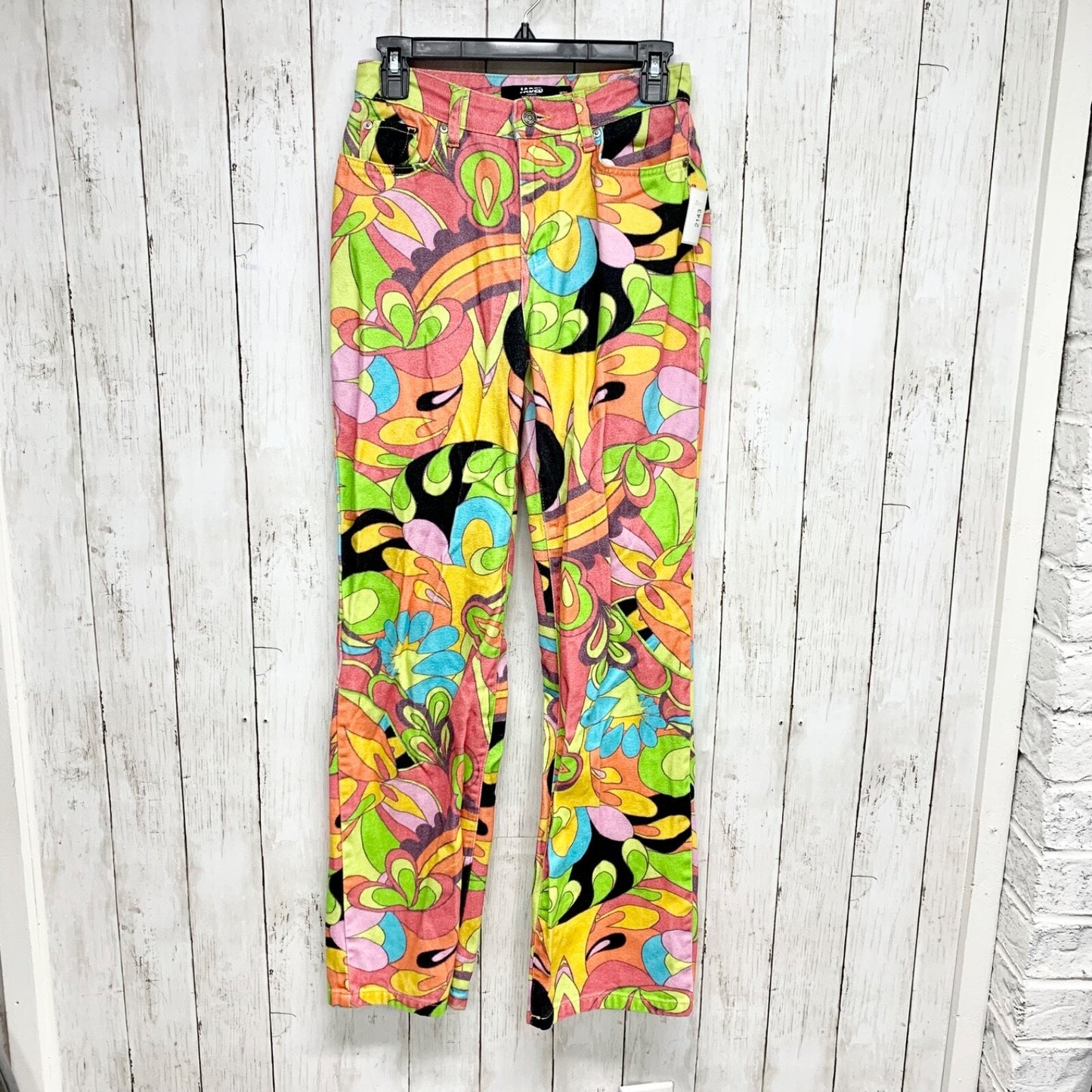 Jaded London Pants Women Size W26 Psychedelic Boyfriend Jeans Multicolor Retro