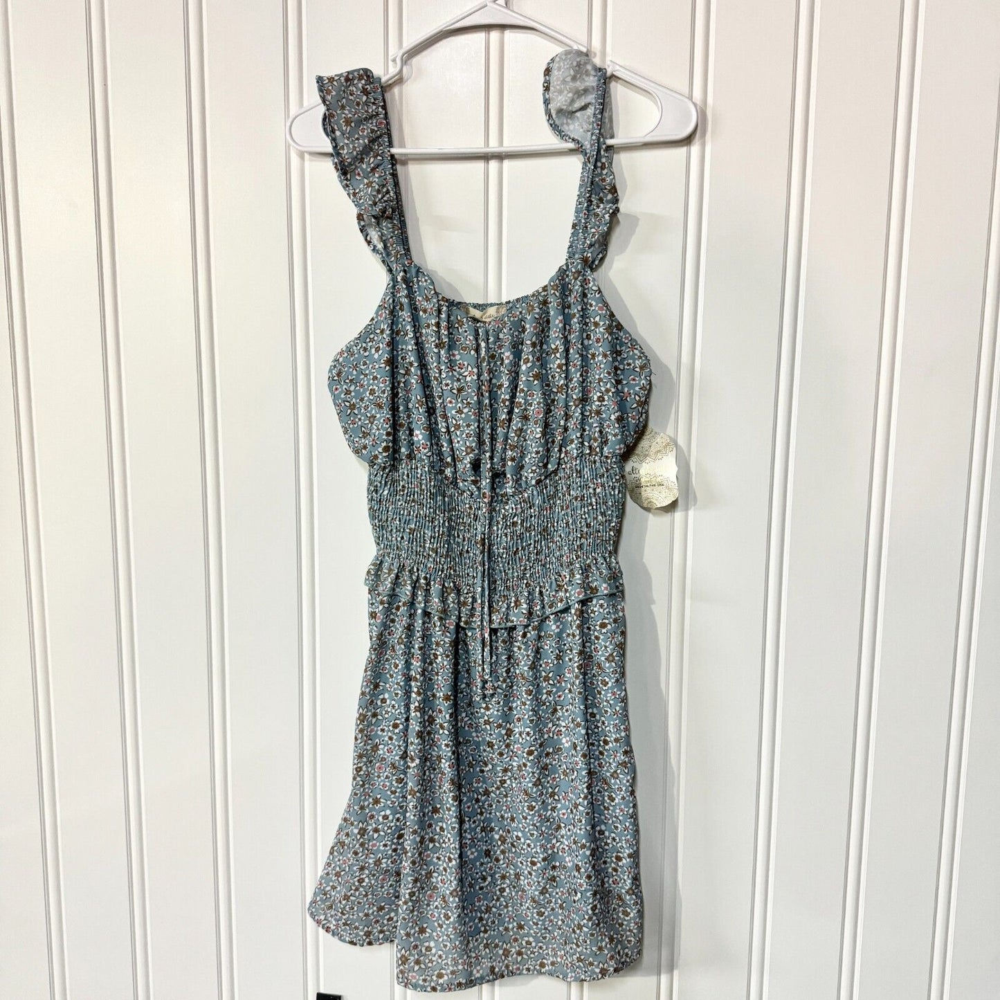 Altar'd State Dress Women Size L Mini Blue Summer Floral Stretch Fit NWT