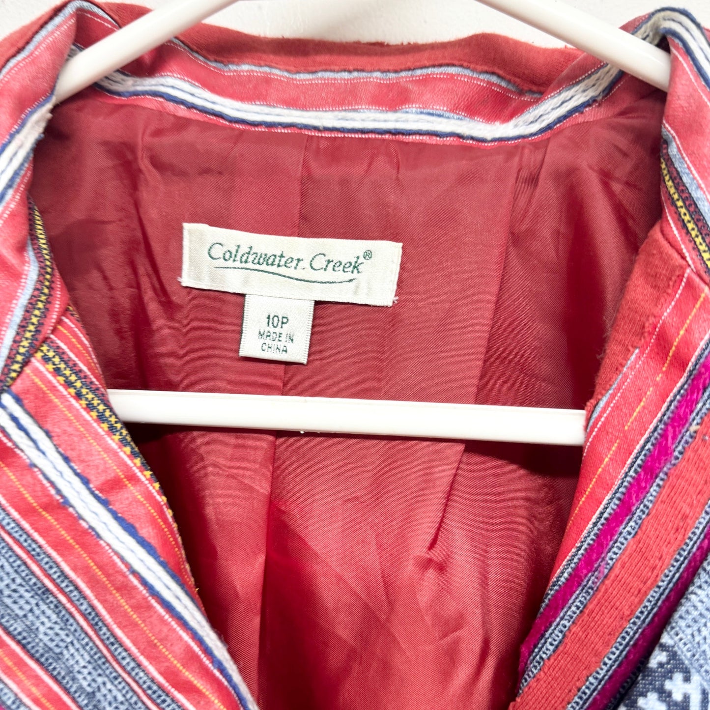 Coldwater Creek Womens Blazer Jacket Southwestern Boho Denim Artsy Multi 10P