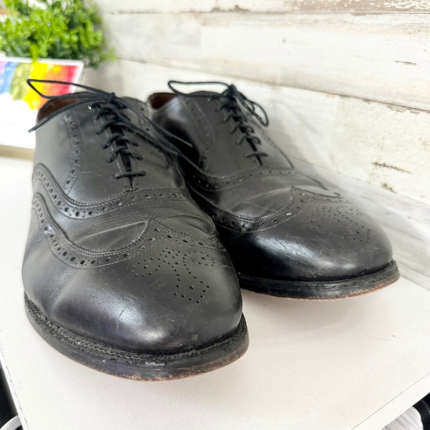 Allen Edmonds Longwing Blucher Derby Oxford Black Dress Shoes Size 10.5