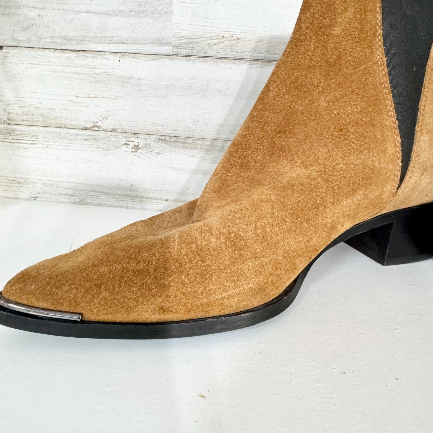 Acne Studios Boot Women Size 37 Jensen Metal-Tip Point Toe Suede Western Booties