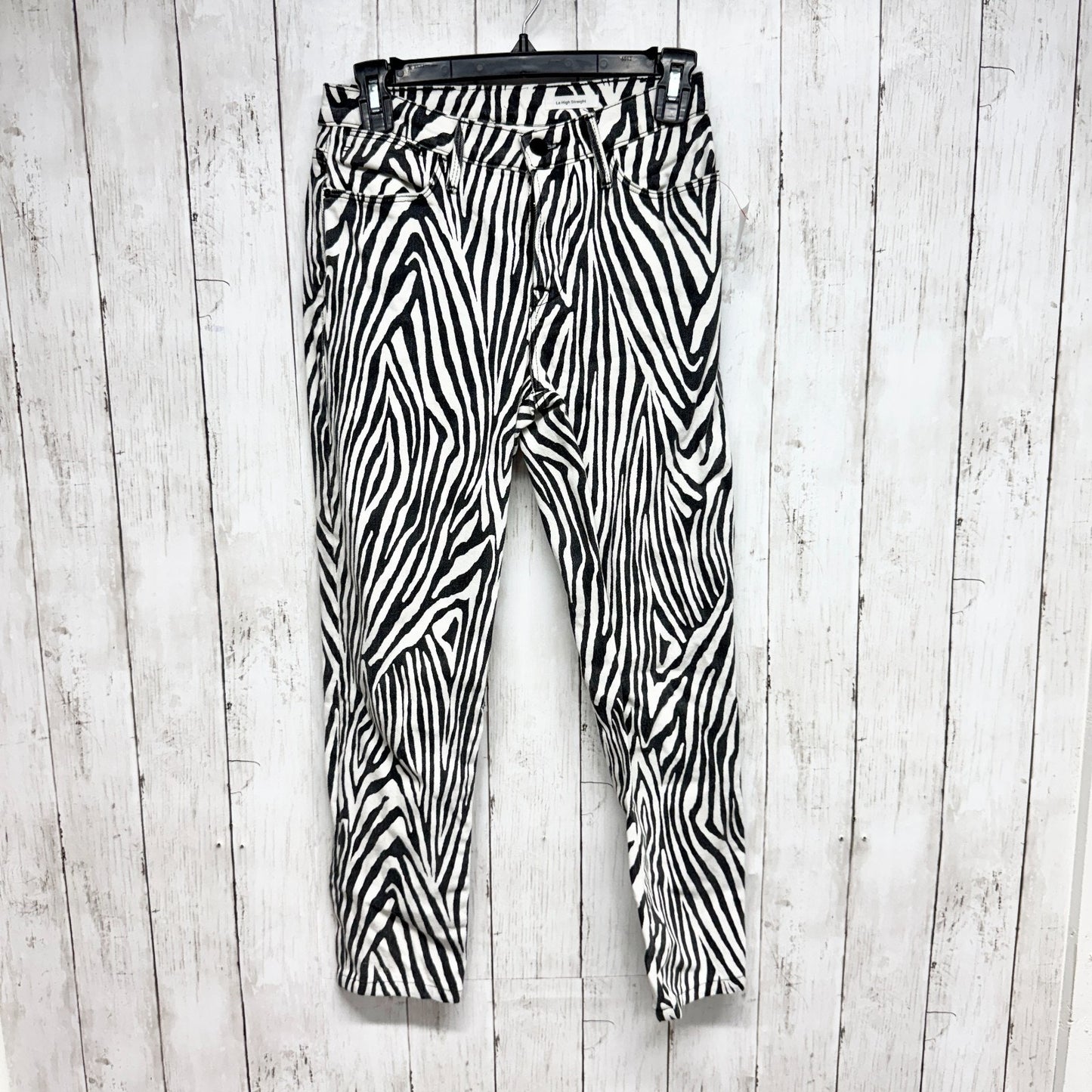Frame Denim Pants Women Sz 26 Zebra Le High Straight Denim Jeans Pockets Animal