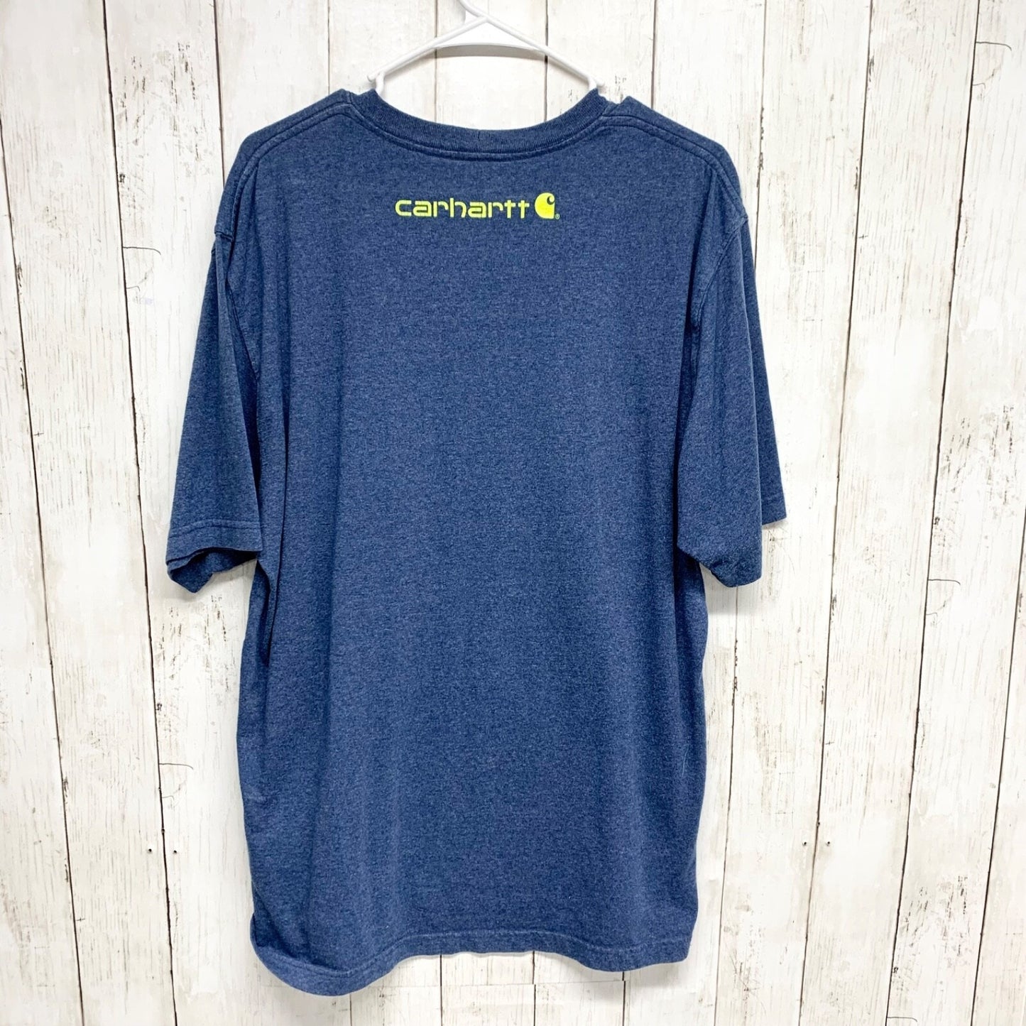 Carhartt Shirt Mens Size Medium Original Fit Short Sleeve Printed Logo Tee Navy