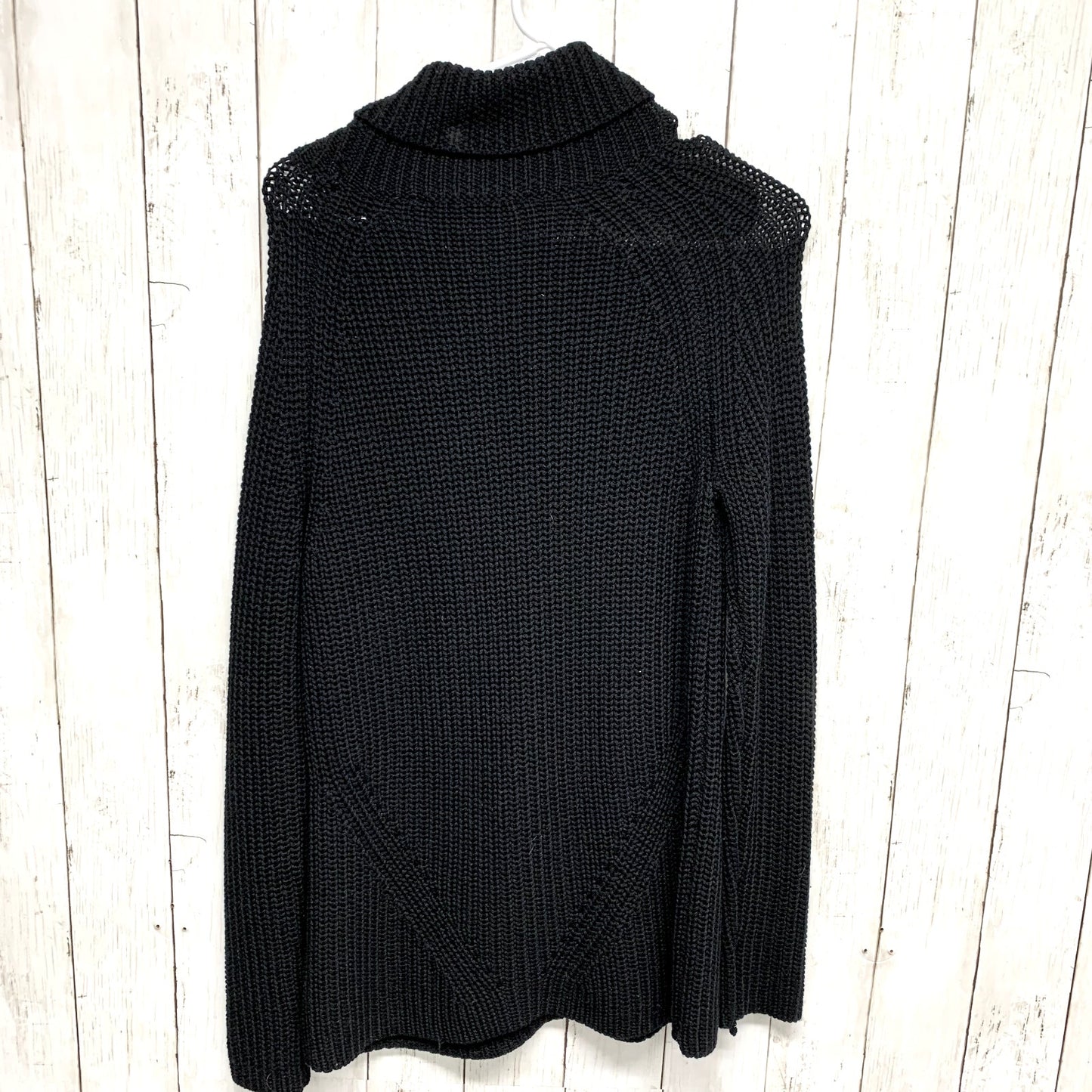 Trina Turk Sweater Women Size M Black Turtleneck Cable Knit Long Sleeve Tunic