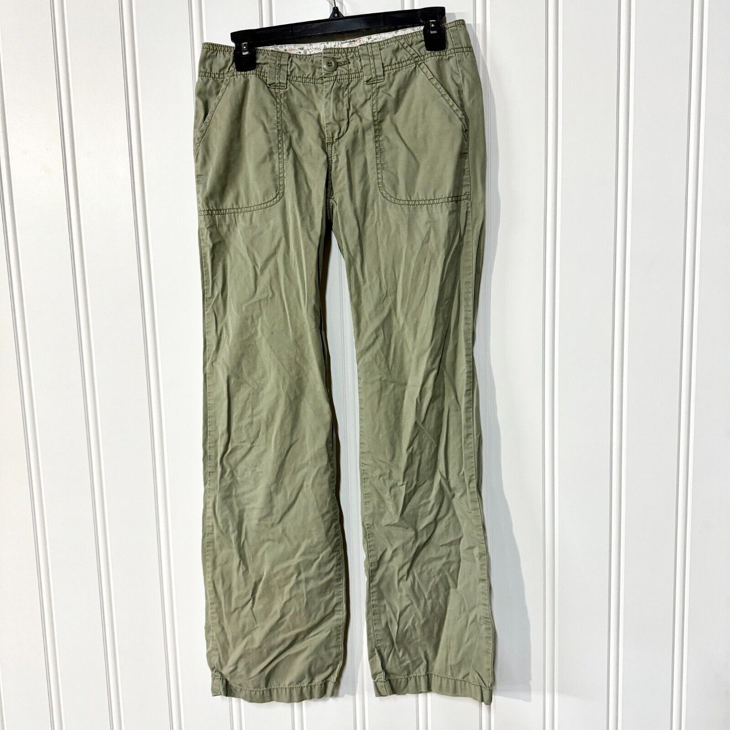 PRANA Jeans Women Size 4 Green Cargo Wide Leg Low Rise Cargo Pocket Outdoors