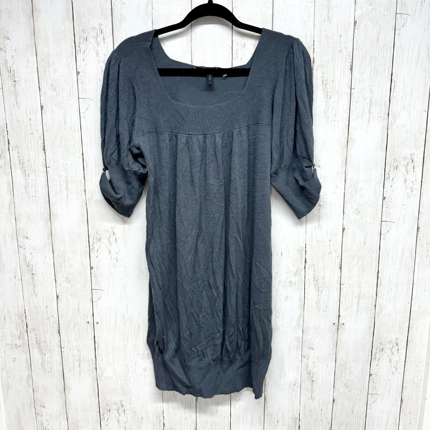 BCBGMAXAZRIA Dress Women Sz S Blue Squared Neck 1/2 Sleeve Mini Bodycon Mini