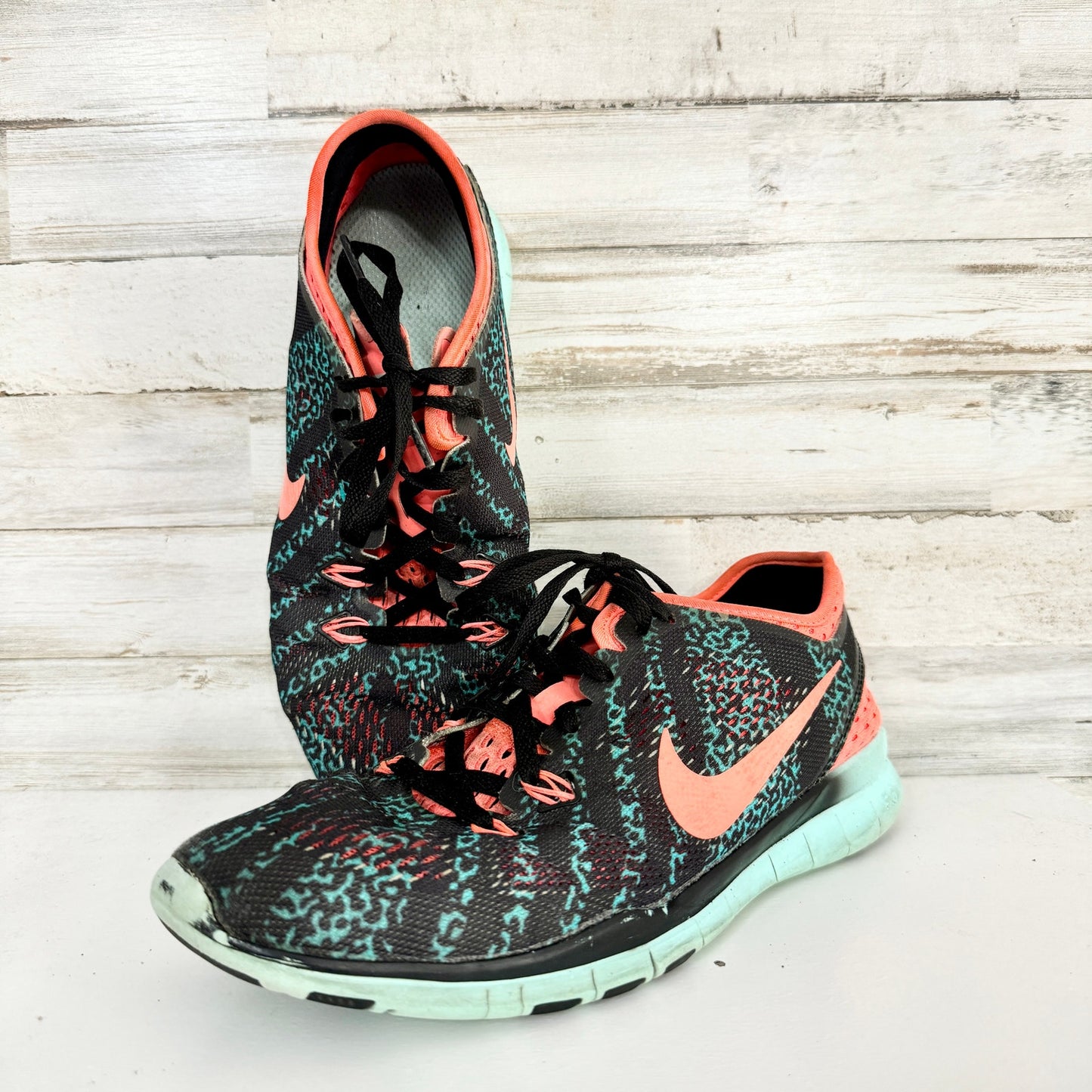 Nike Womens Free 5.0 TR Fir 5 Black/Orange/Teal Running Shoe Size 8.5