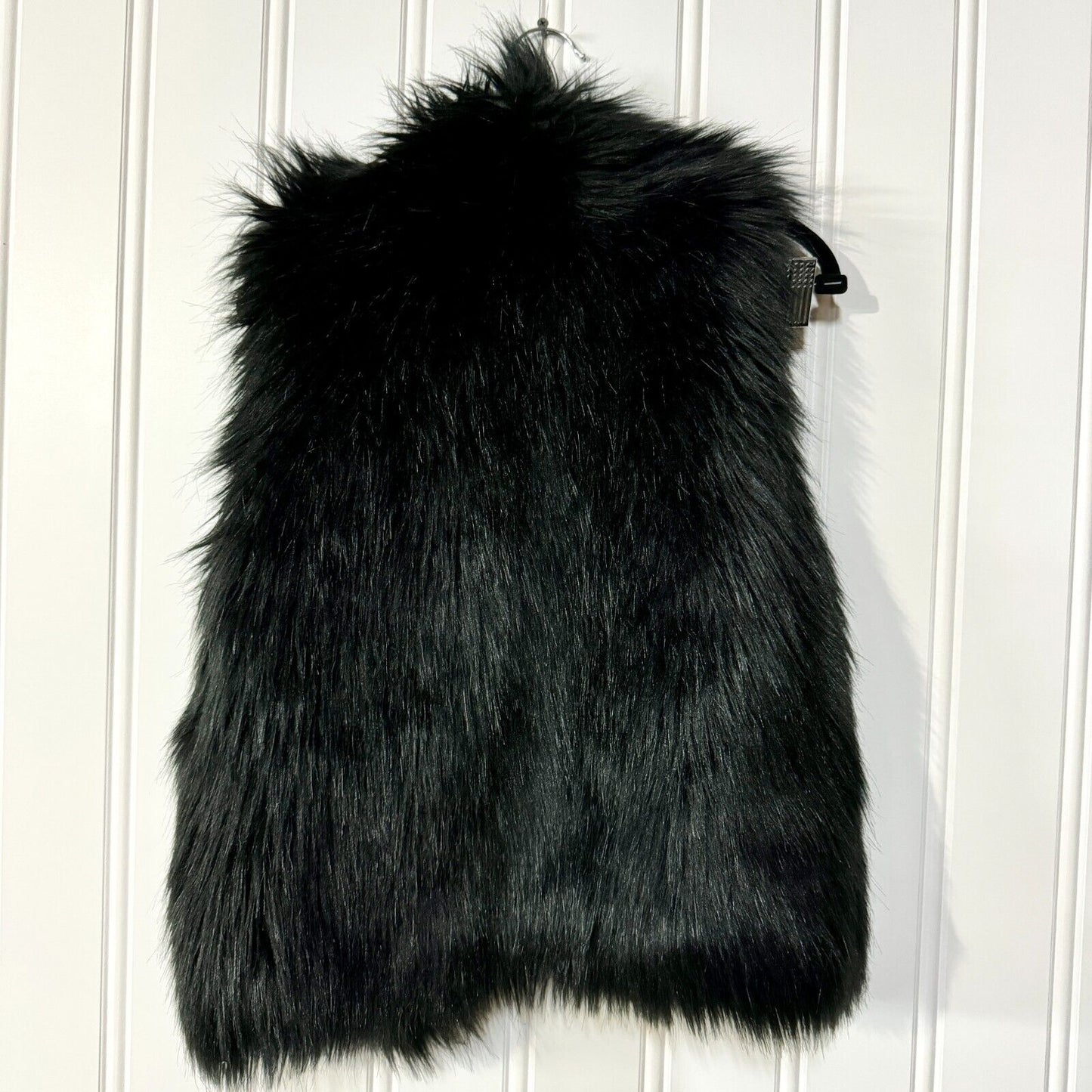 CI SONO Vest Women Size M Faux Fur Black Open Front Fluffy Sleeveless