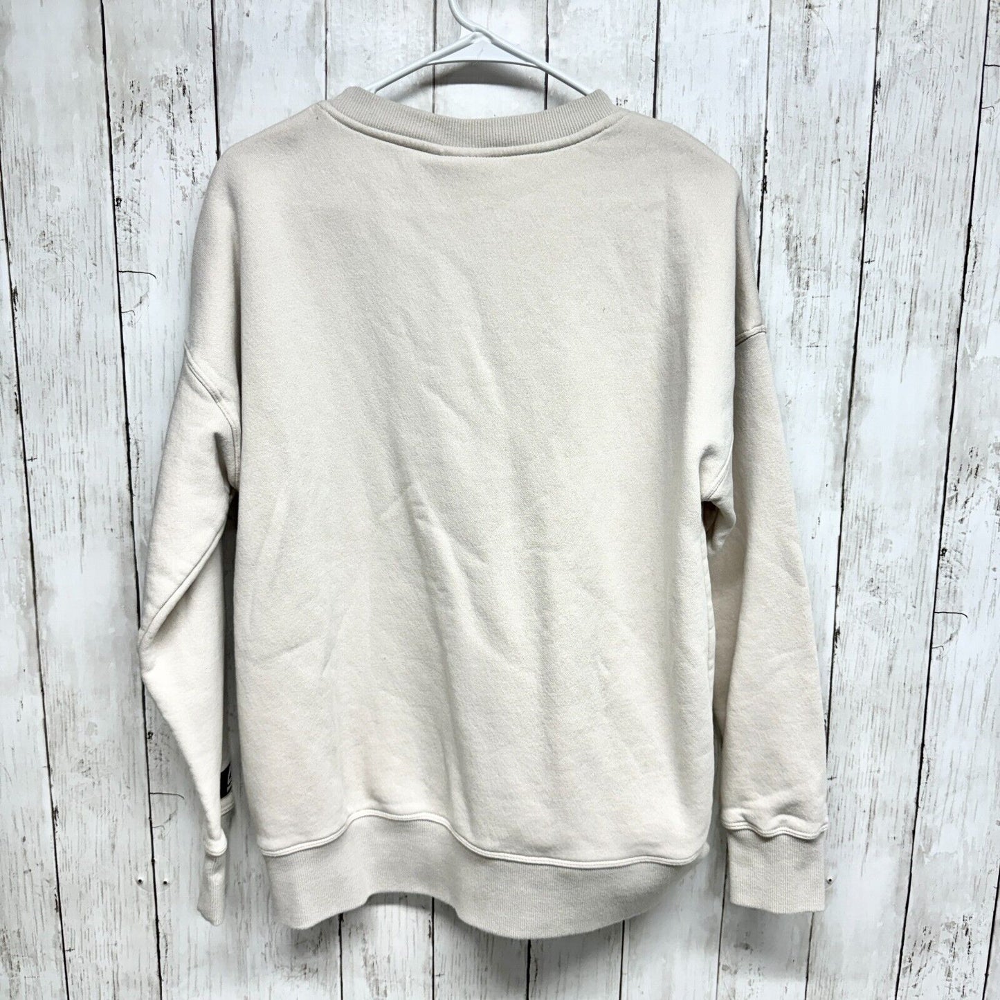 REEBOK Sweater Women Sz XL Cotton Ivory Brown Long Sleeve Crewneck Graphic Logo