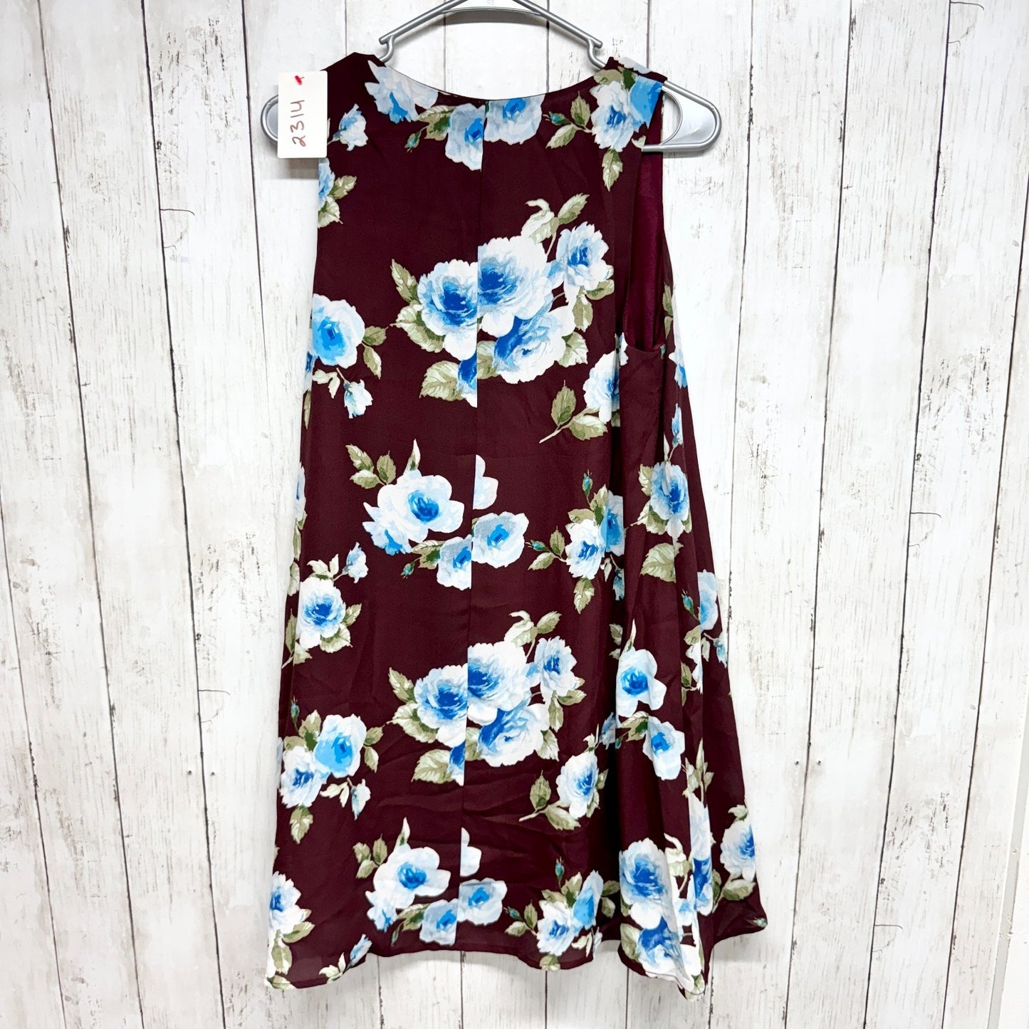 Altar'd State Dress Women Size Medium Vneck Sleeveless Maroon Floral Mini Casual