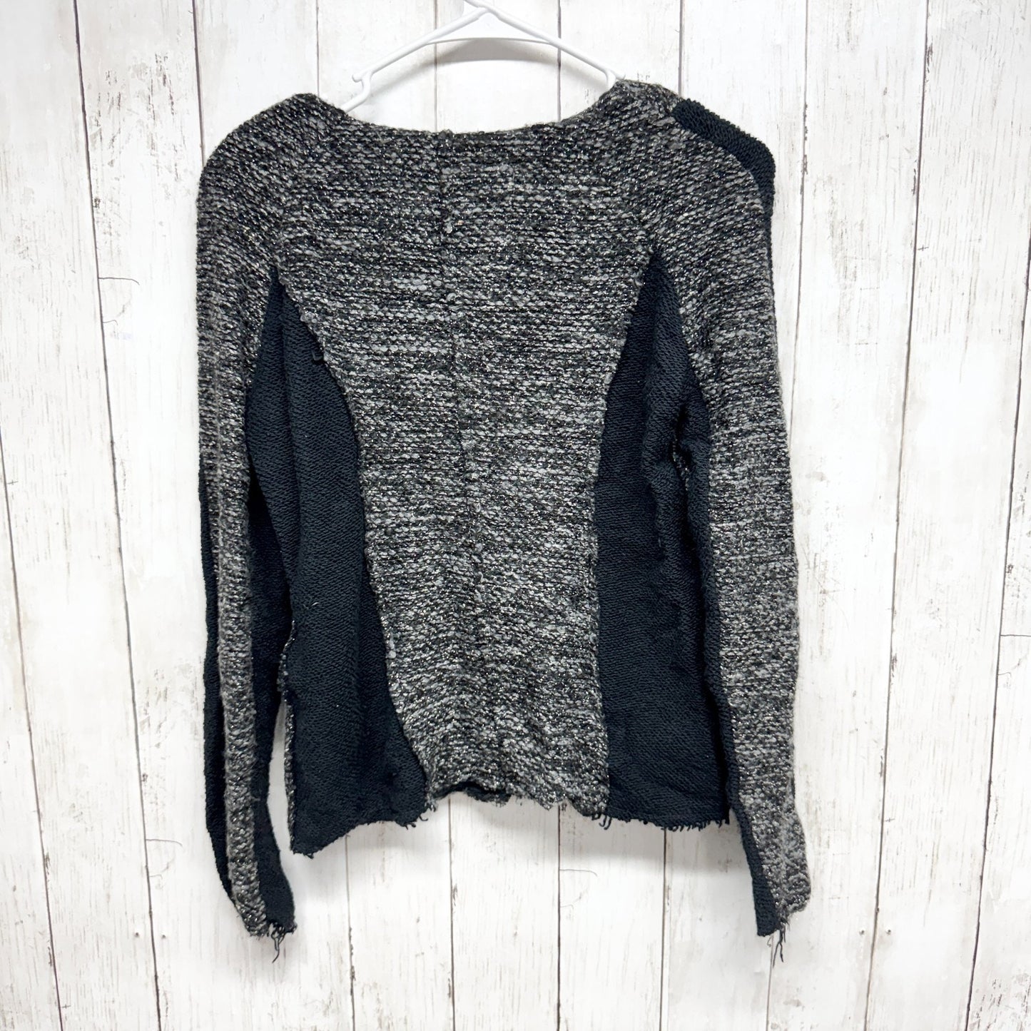 Cartonnier Jacket Women Size Small Black Gray Lurex Knit Tweed Sweater Blazer